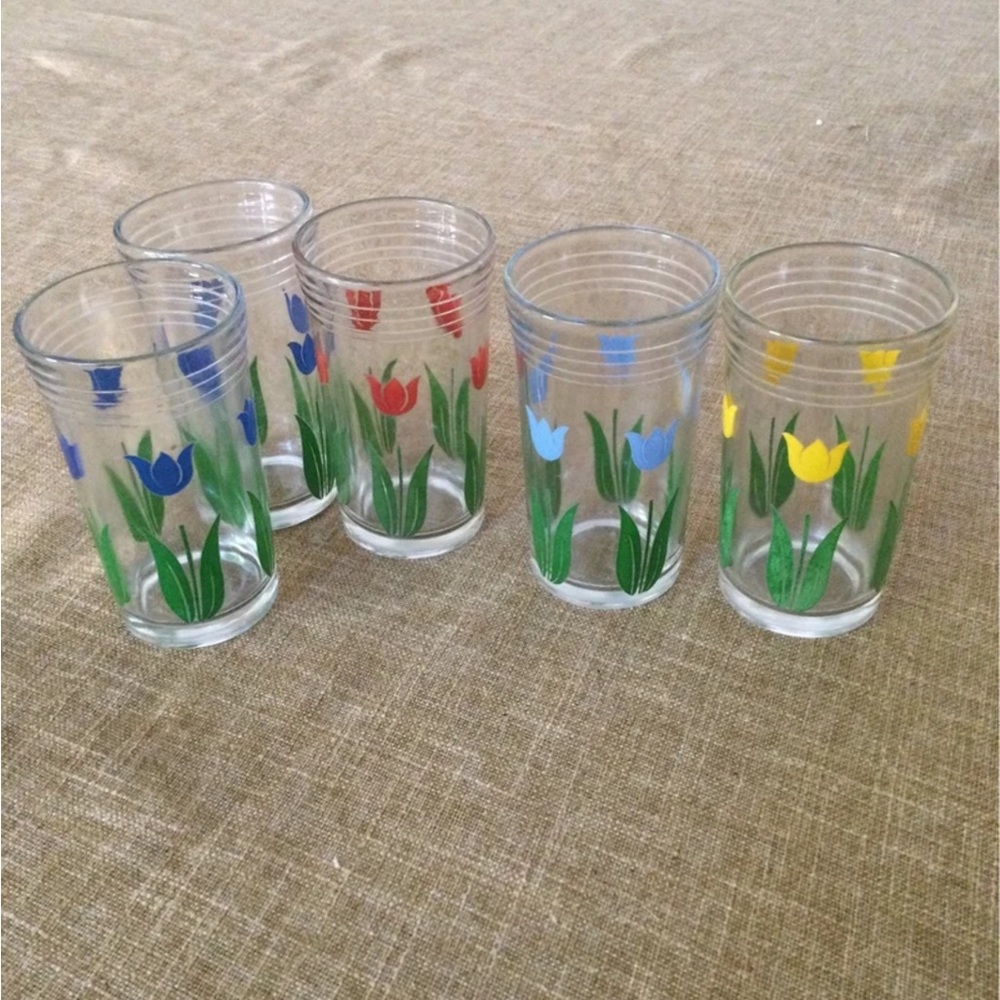 Set of Floral Glass Tumblers